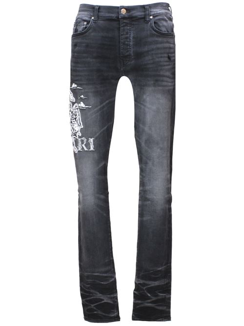 Black stretch-cotton men's denim AMIRI | AMDNSY1014FADED BLACK